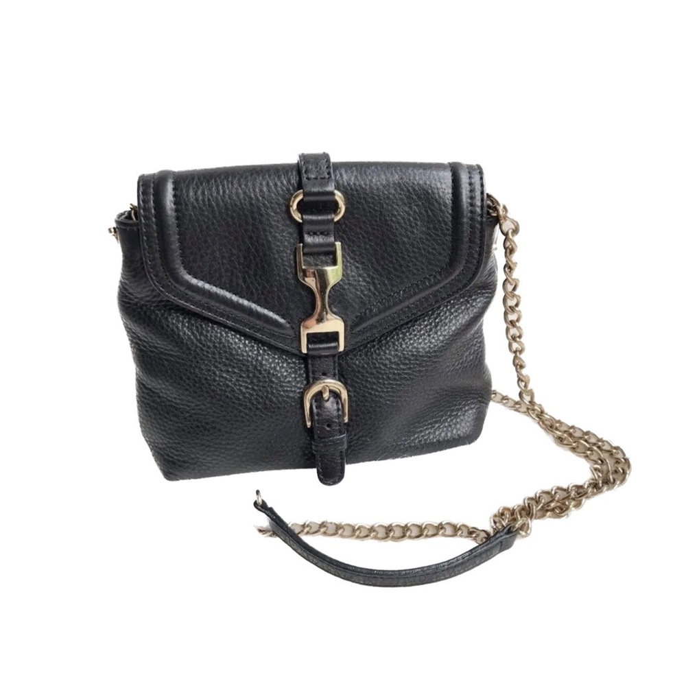 Ann Taylor Black Pebbled Leather Small Chainstrap Shoulder Bag